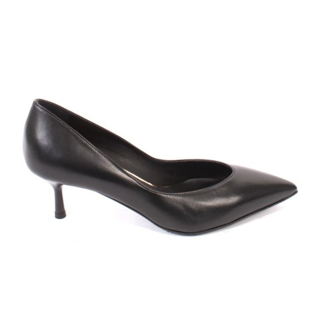 Isabelle 241a Black Leather Stiletto Heels Pointy Toe Pumps